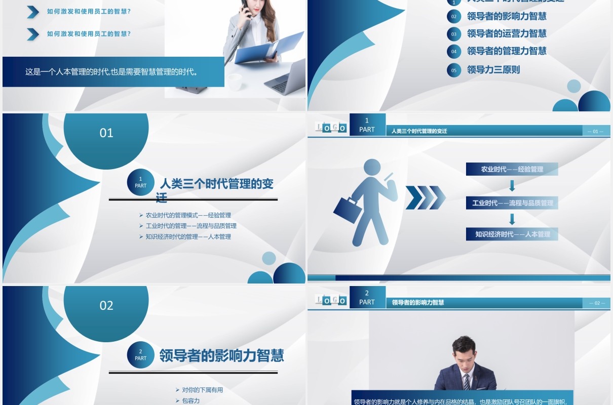 简约企业管理培训如何全方位提升领导力课件PPT模板