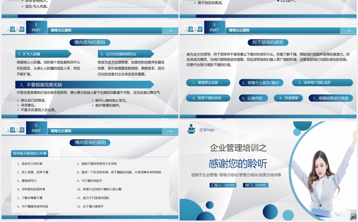 简约企业管理培训如何全方位提升领导力课件PPT模板