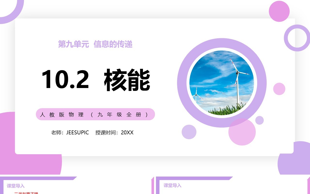 部编版九年级物理全册核能课件PPT模板