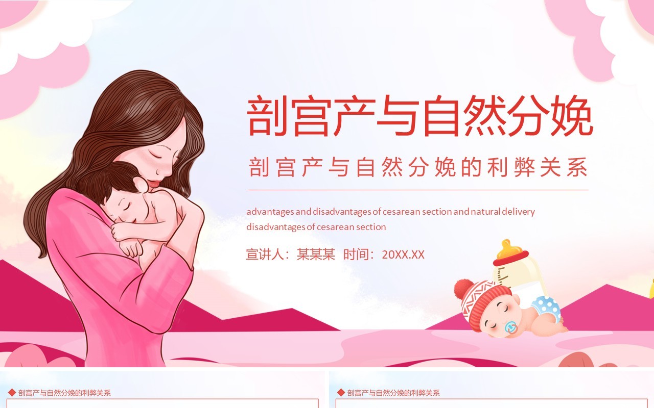 剖宫产与自然分娩的利弊关系动态PPT模板
