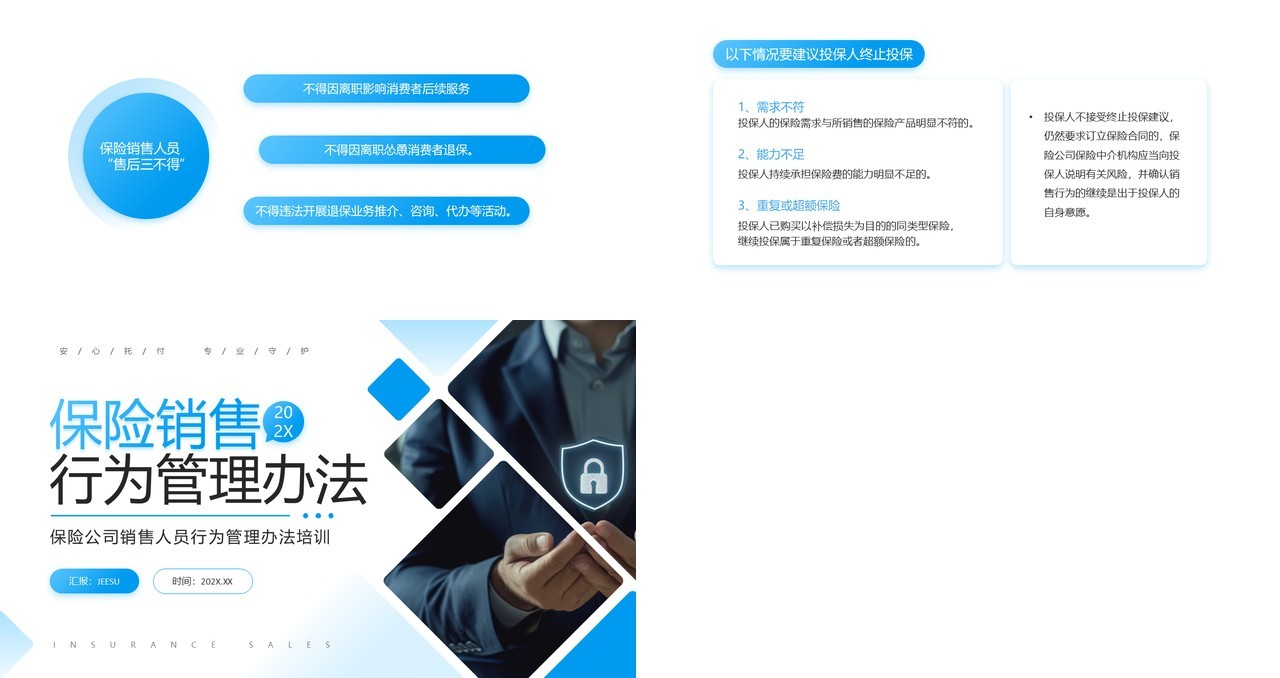 蓝色商务风保险销售行为管理办法PPT模板