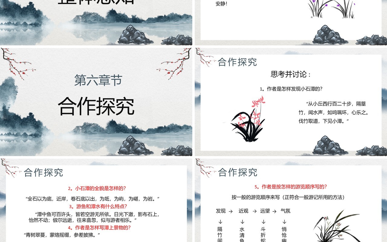 部编版八年级语文下册小石潭记课件PPT模板