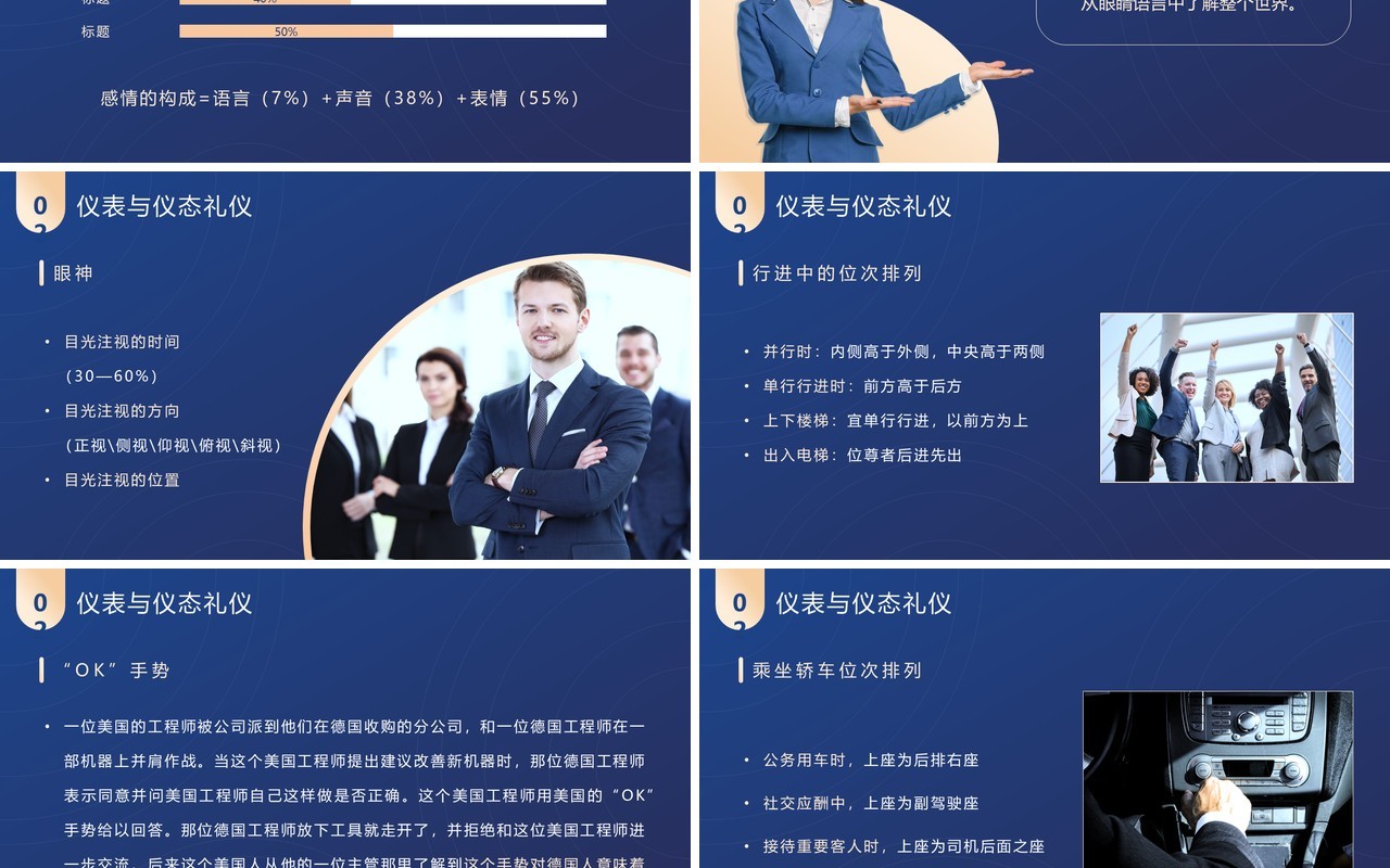 蓝色商务凤领导形象与礼仪培训PPT模板