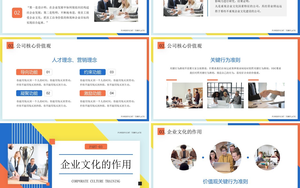 黄蓝简约几何风企业文化培训PPT模板