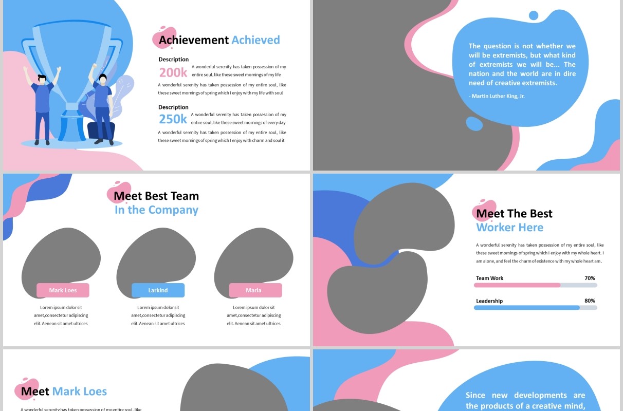 蓝粉色创意图片排版教育行业PPT模板Innenraum - Abstract Powerpoint Template