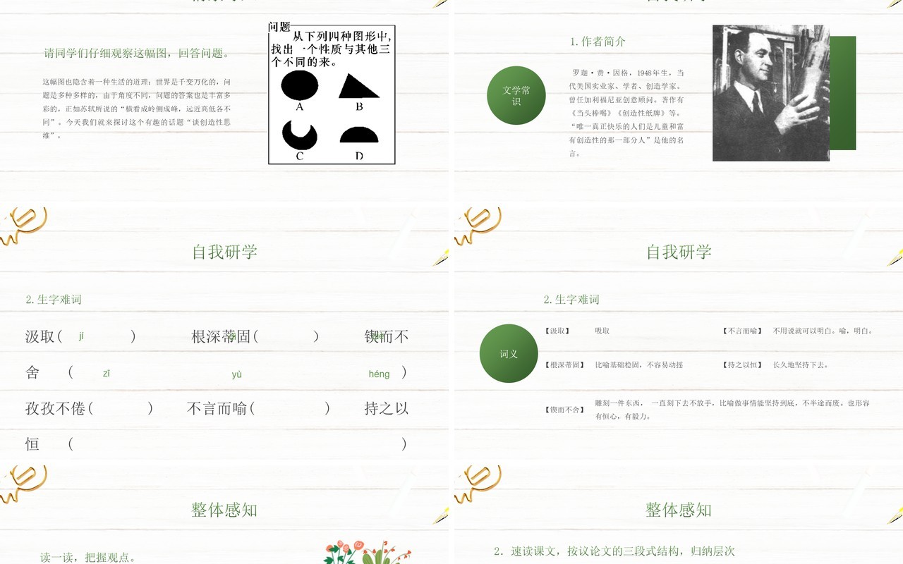 部编版九年级语文上册谈创造性思维课件PPT模板