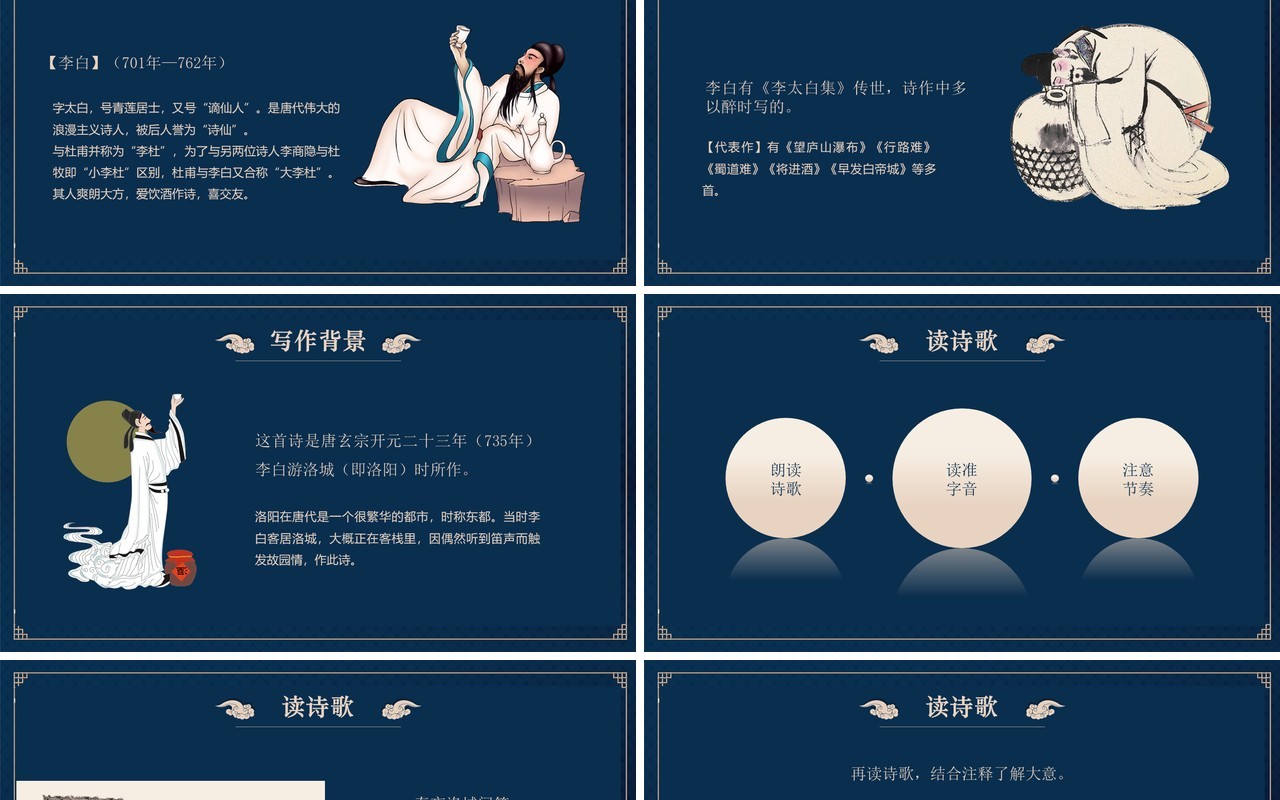 部编版七年级语文下册春夜洛城闻笛课件PPT模板