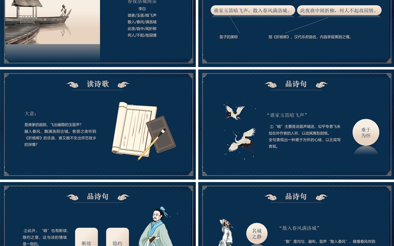 部编版七年级语文下册春夜洛城闻笛课件PPT模板
