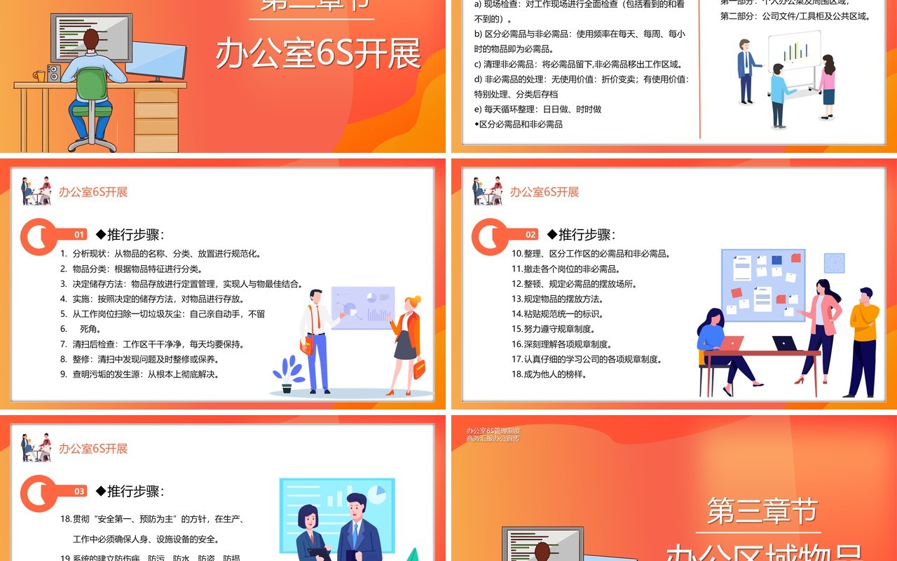 卡通风办公室6s管理制度宣传PPT模板