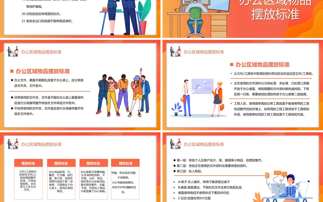 卡通风办公室6s管理制度宣传PPT模板