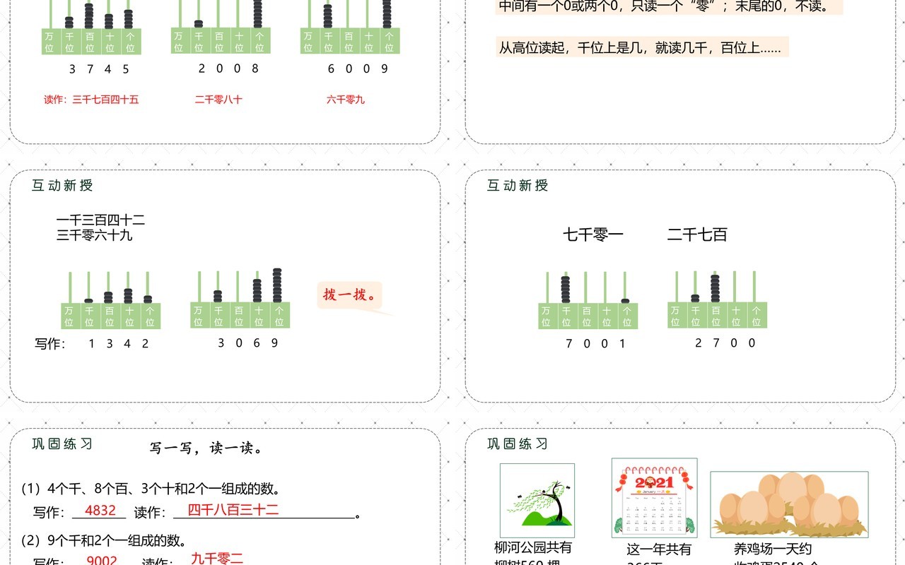 部编版二年级数学下册10000以内数的读写法课件PPT模板