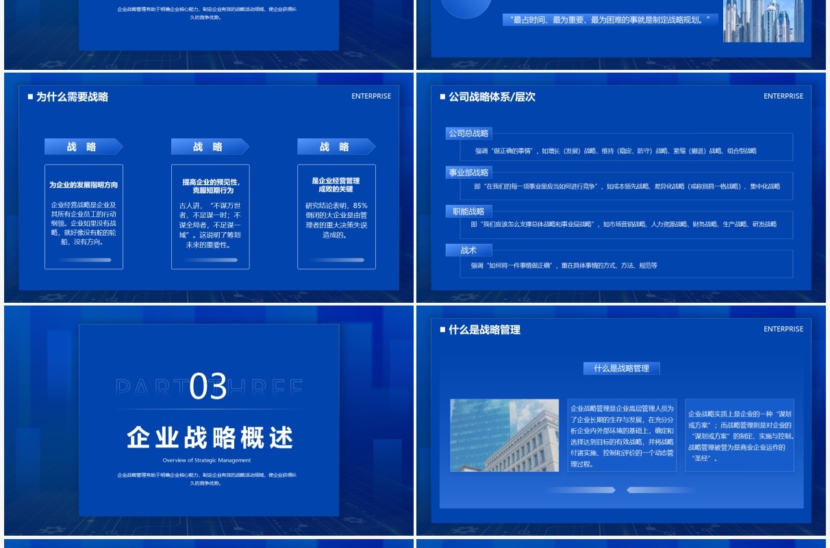 蓝色商务风企业文化战略管理培训PPT模板