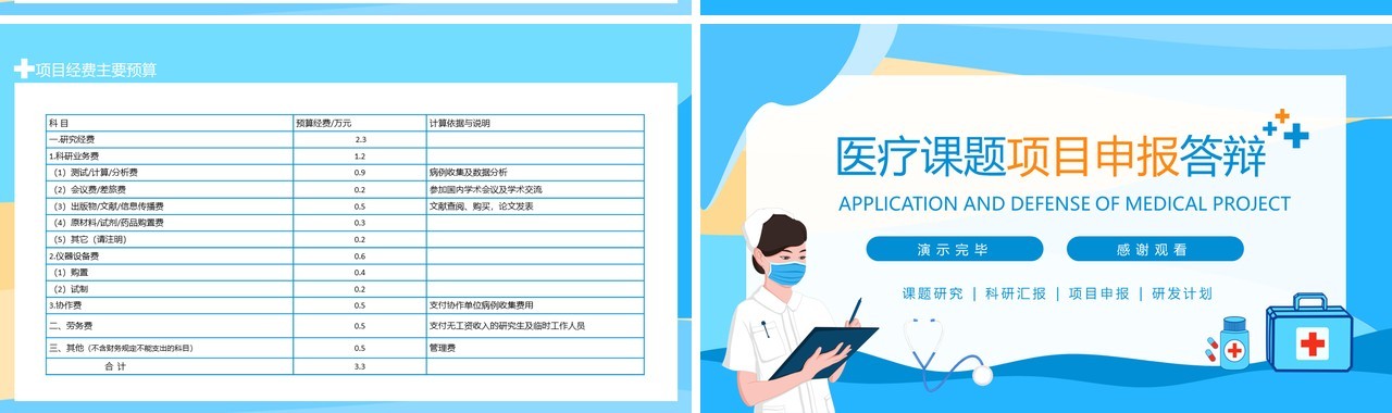 医疗课题项目申报答辩动态PPT模板