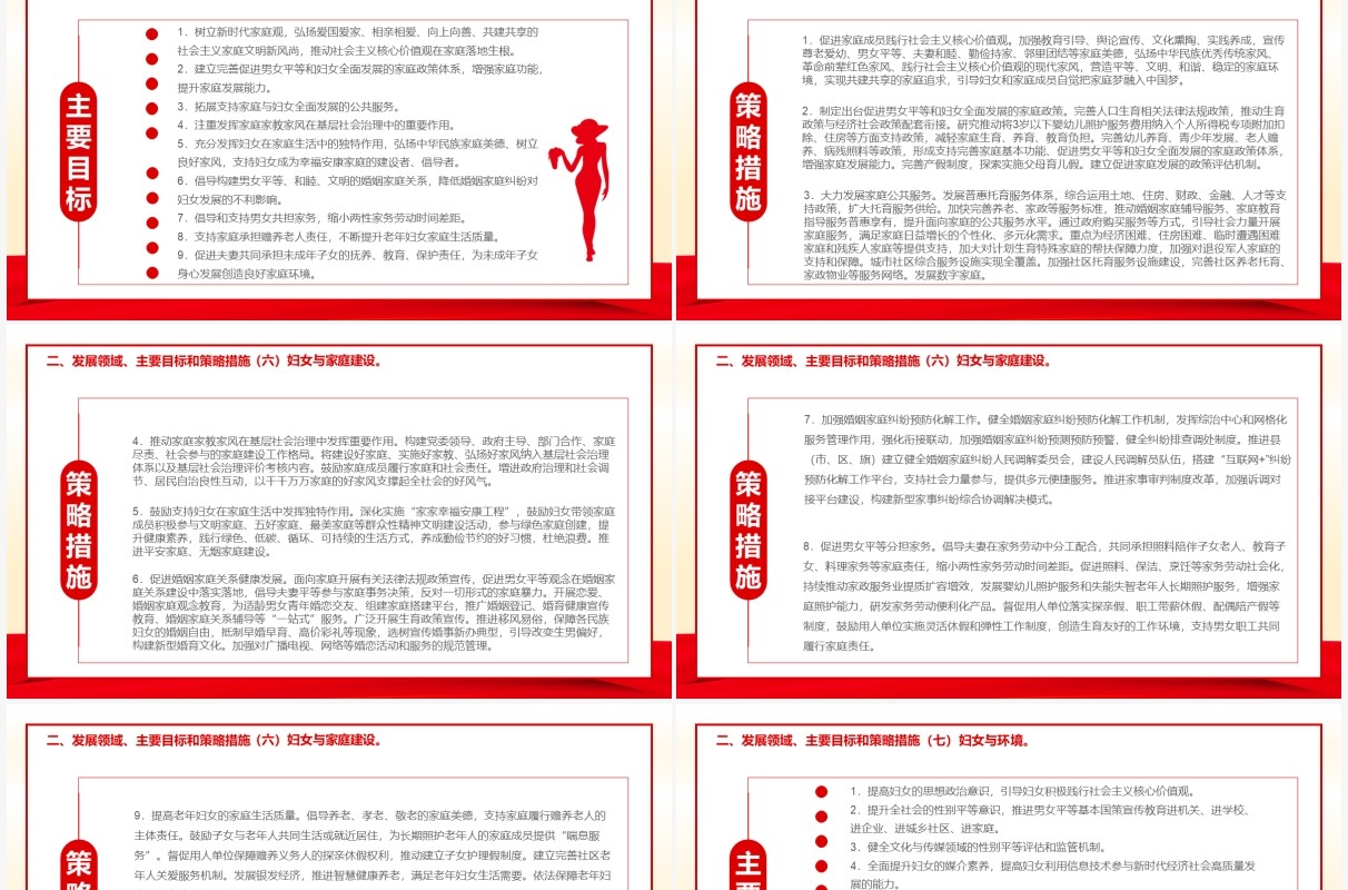 红色党政中国妇女发展纲要通用PPT模板