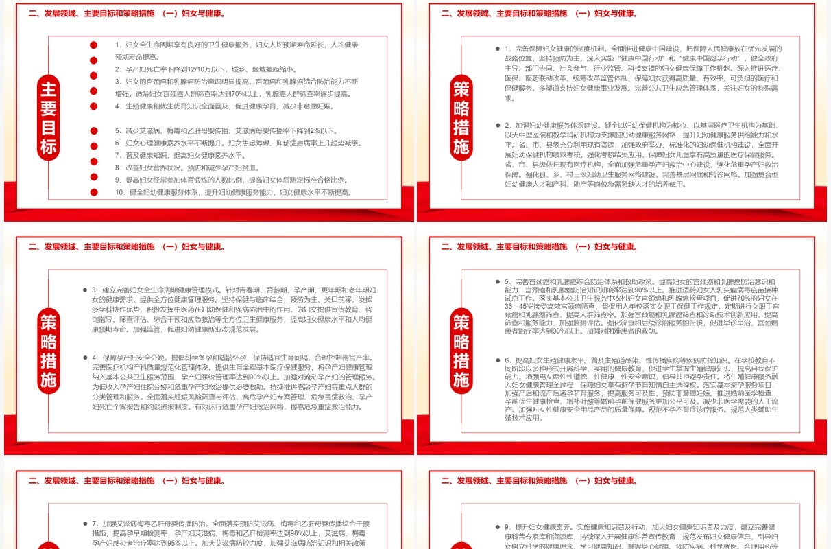 红色党政中国妇女发展纲要通用PPT模板