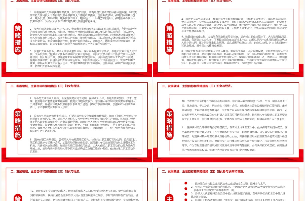 红色党政中国妇女发展纲要通用PPT模板