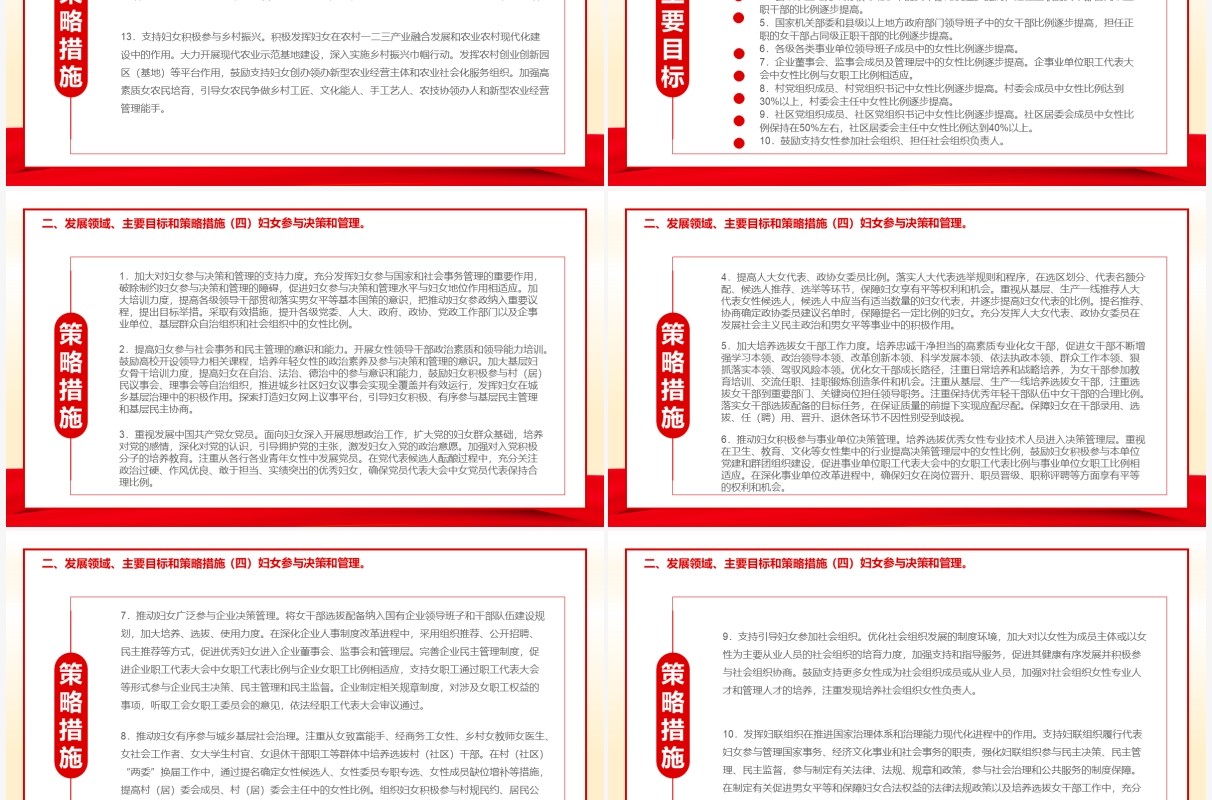 红色党政中国妇女发展纲要通用PPT模板