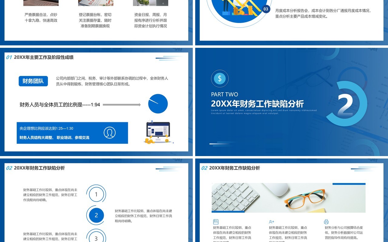 蓝色简约风财务部工作总结汇报PPT模板