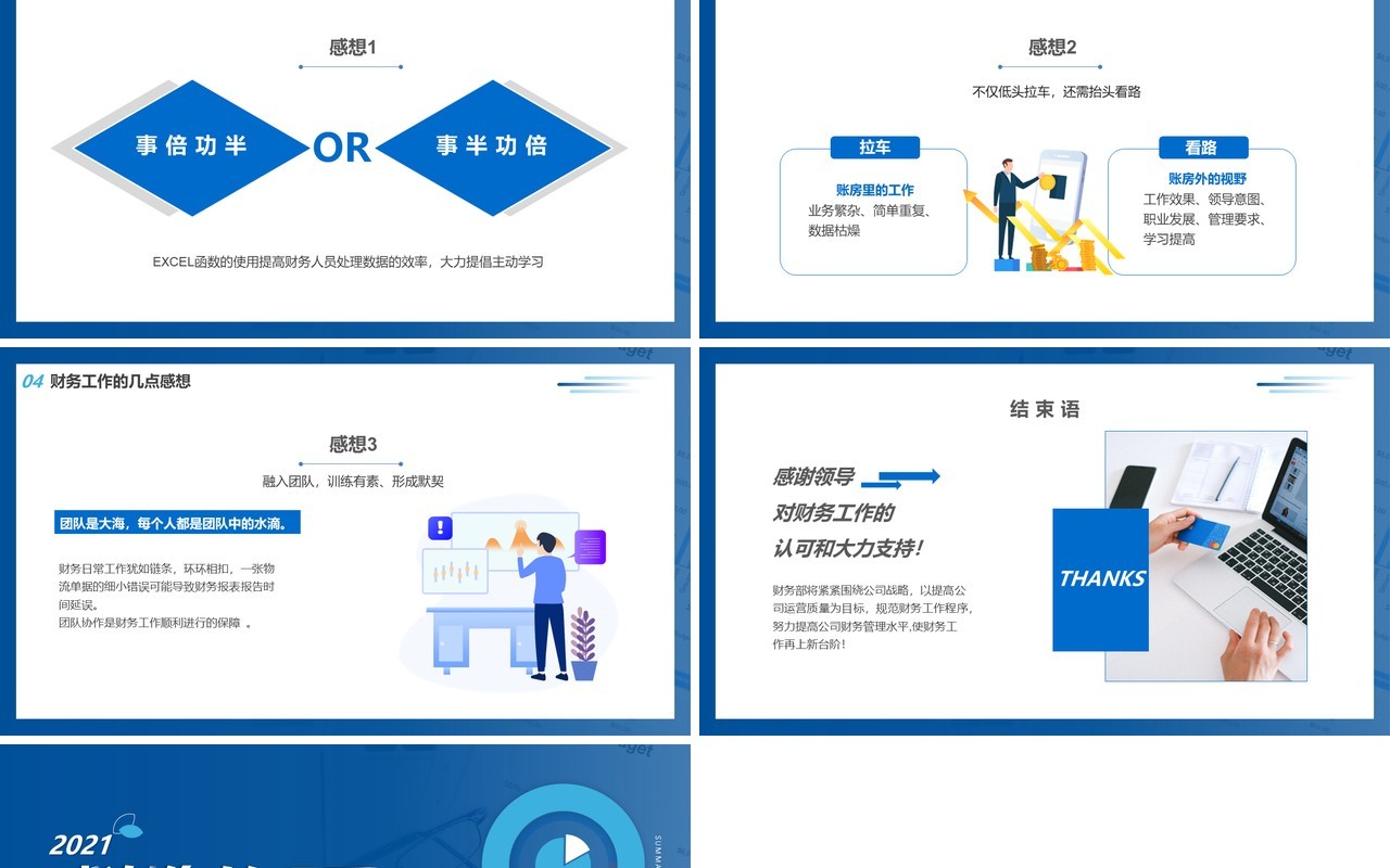 蓝色简约风财务部工作总结汇报PPT模板