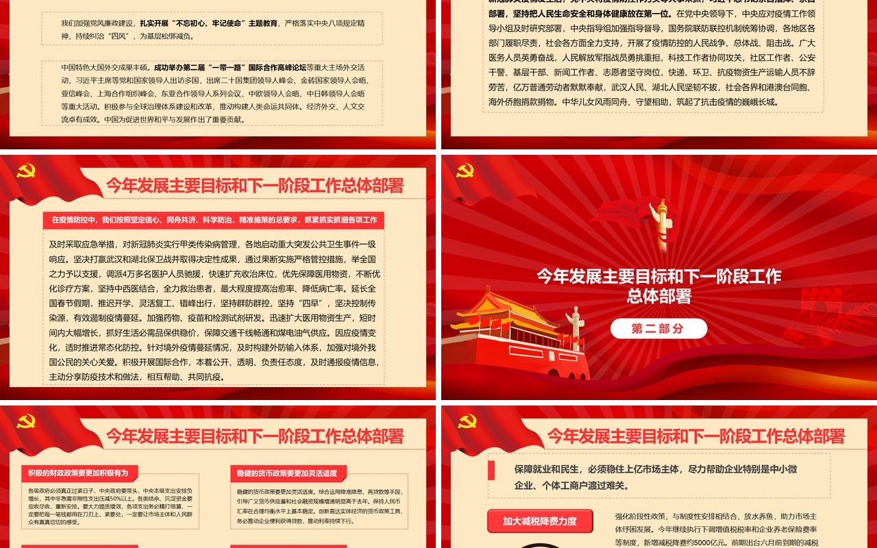 红色聚焦两会讲稿政府工作报告学习解读党建PPT模板
