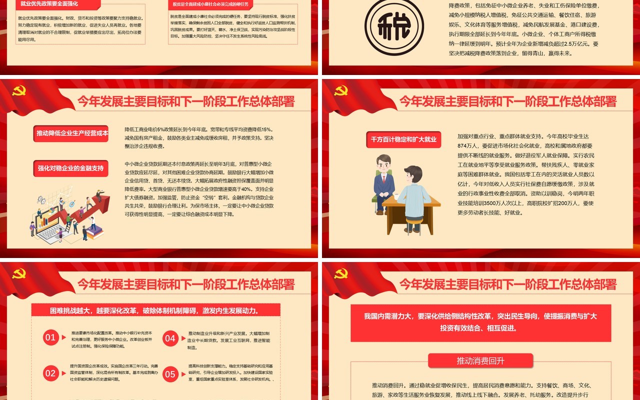 红色聚焦两会讲稿政府工作报告学习解读党建PPT模板