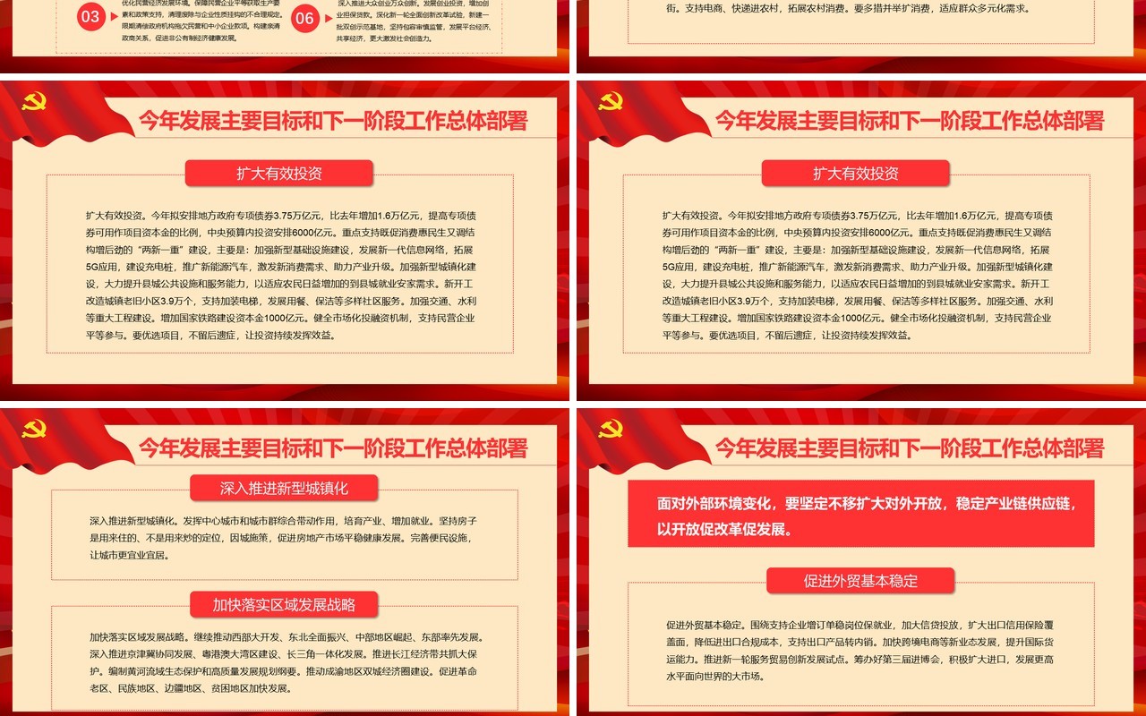 红色聚焦两会讲稿政府工作报告学习解读党建PPT模板