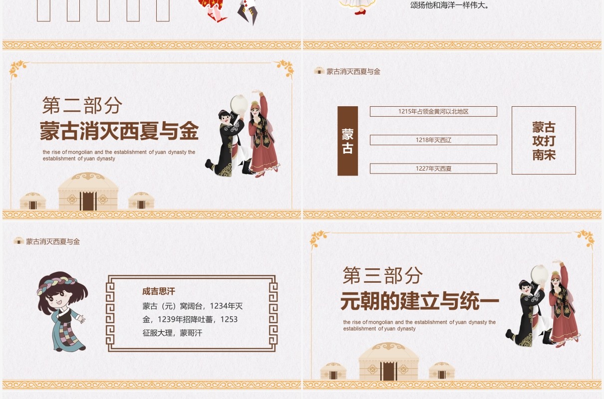 蒙古族的兴起与元朝的建立动态PPT模板