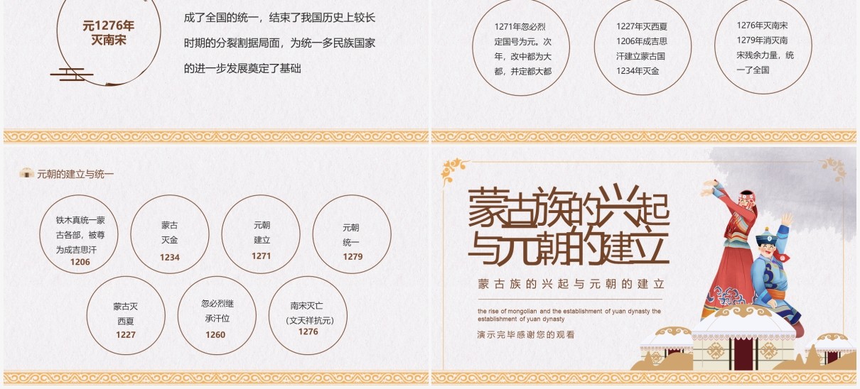 蒙古族的兴起与元朝的建立动态PPT模板