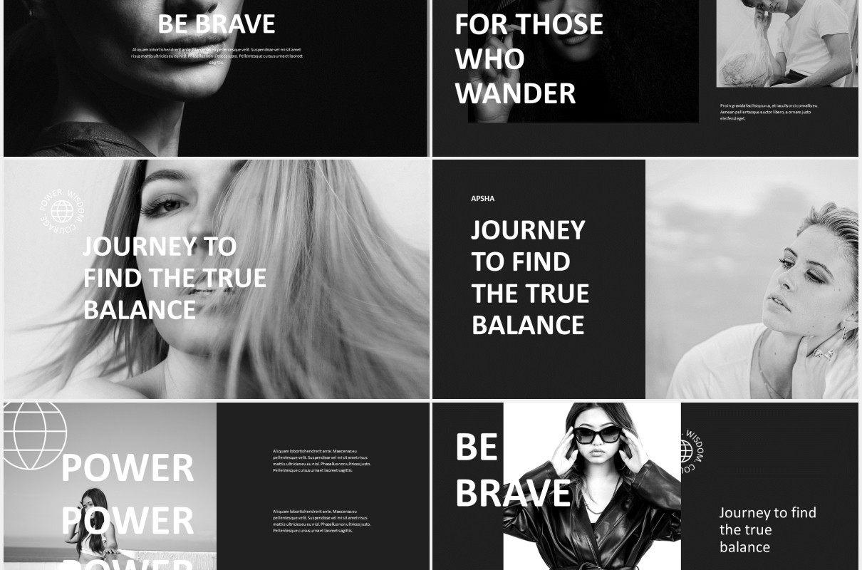 黑色时尚创意机构摄影作品集展示PPT模板apsha creative agency powerpoint template