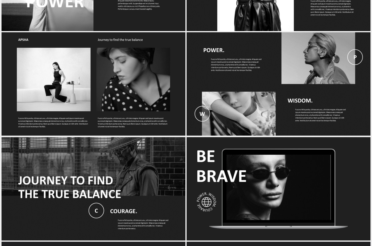 黑色时尚创意机构摄影作品集展示PPT模板apsha creative agency powerpoint template