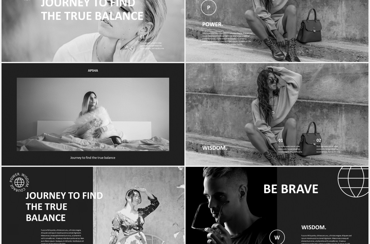 黑色时尚创意机构摄影作品集展示PPT模板apsha creative agency powerpoint template