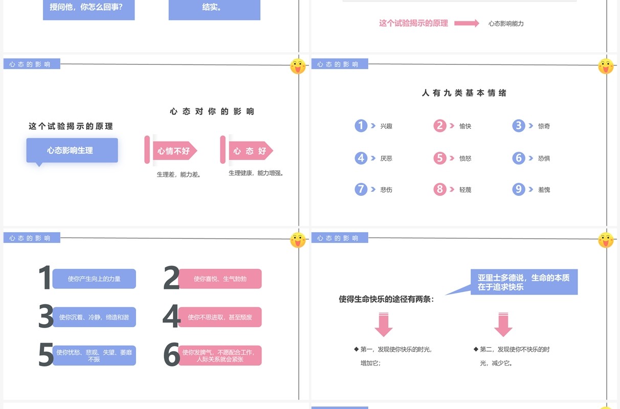 紫色简约风塑造阳光心态培训PPT模板