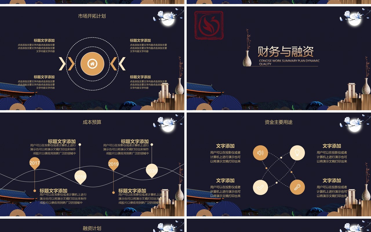 荣耀绽放创业融资计划书PPT模板