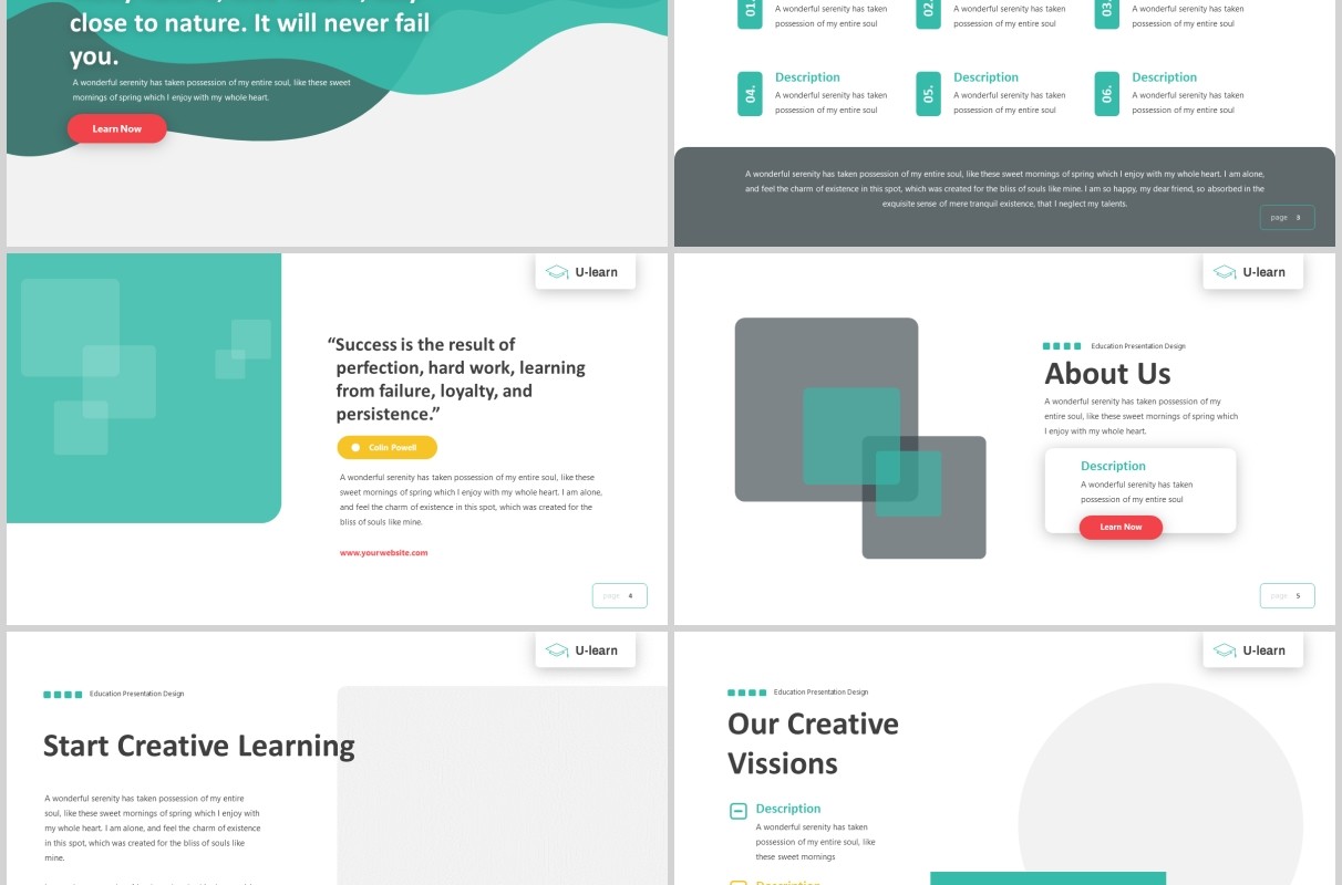 学习教育学术汇报PPT图片版式模板U-Learn - Education Powerpoint Template