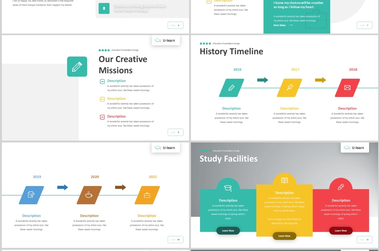 学习教育学术汇报PPT图片版式模板U-Learn - Education Powerpoint Template