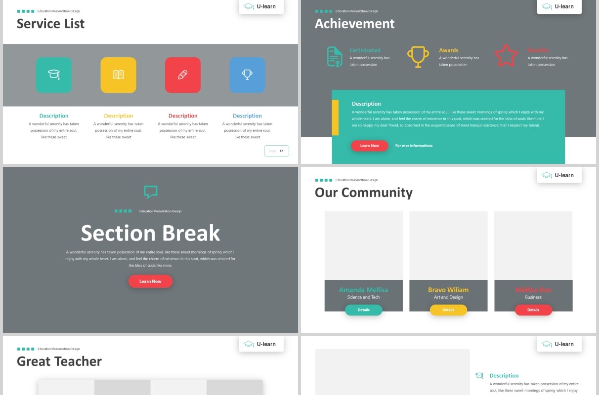 学习教育学术汇报PPT图片版式模板U-Learn - Education Powerpoint Template