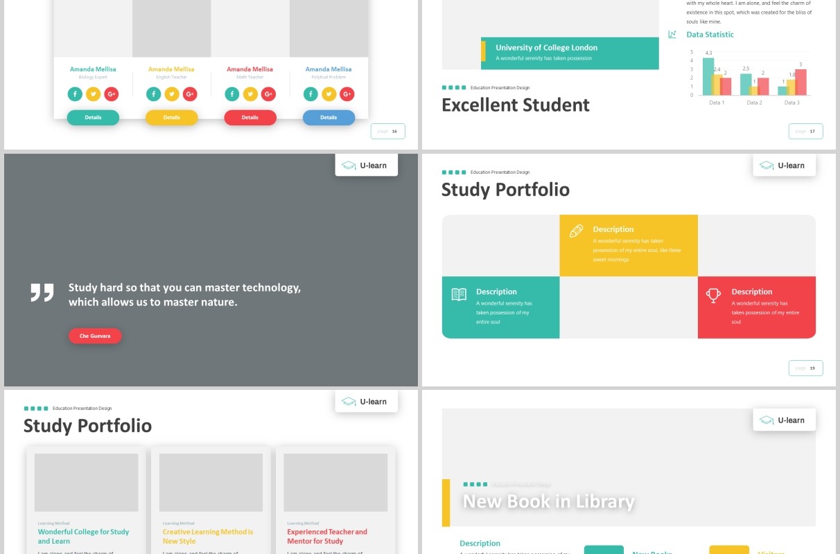 学习教育学术汇报PPT图片版式模板U-Learn - Education Powerpoint Template