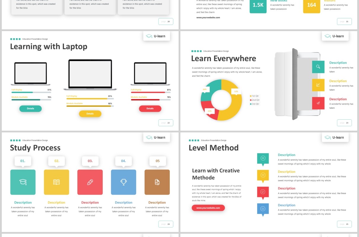 学习教育学术汇报PPT图片版式模板U-Learn - Education Powerpoint Template