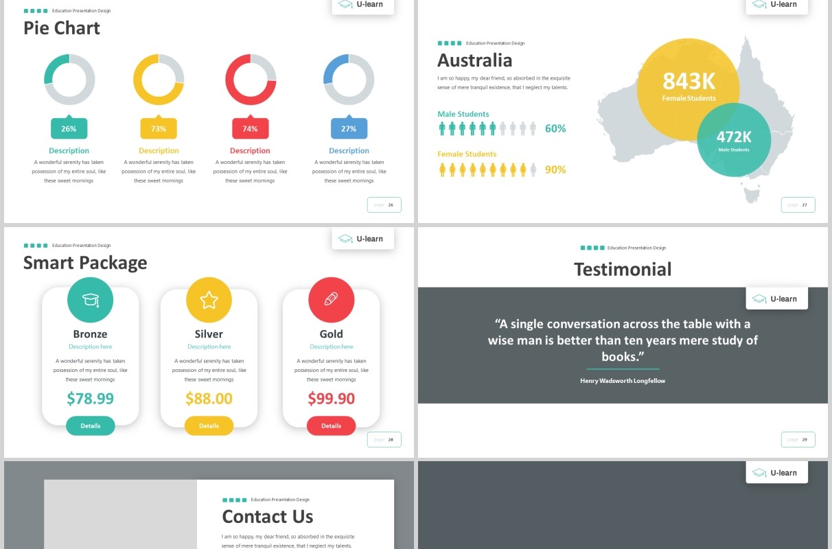 学习教育学术汇报PPT图片版式模板U-Learn - Education Powerpoint Template
