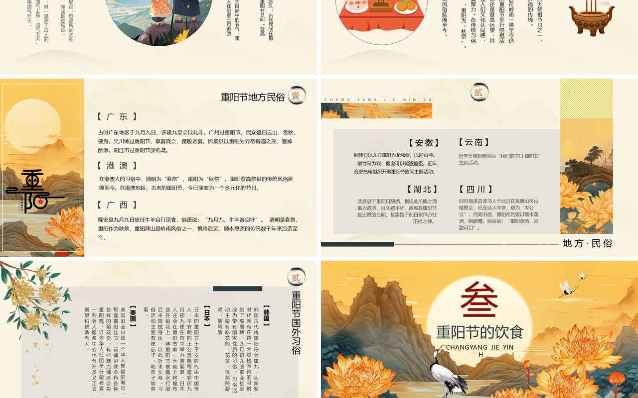 黄色中国风传统节日重阳节PPT模板