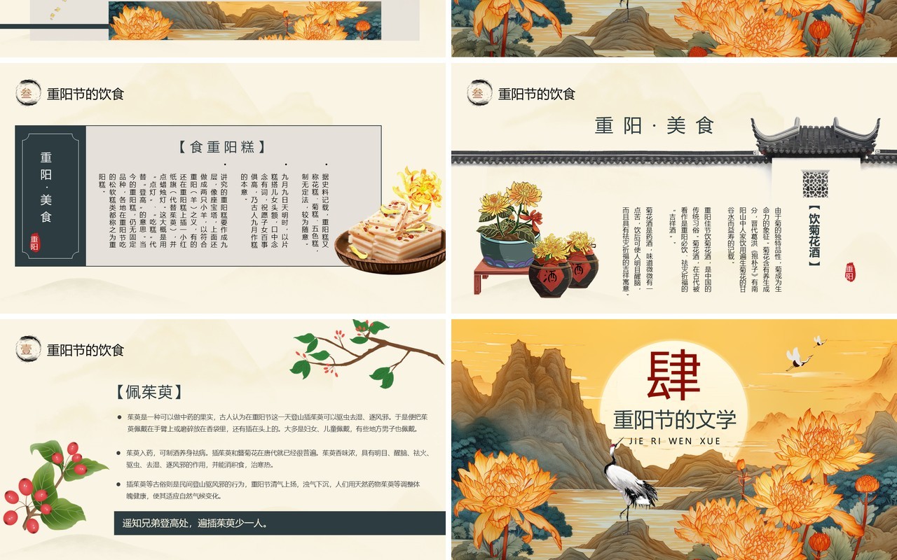 黄色中国风传统节日重阳节PPT模板
