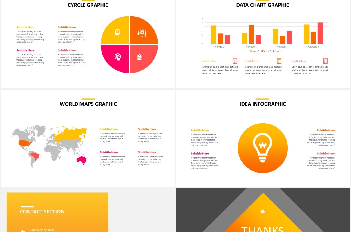 橙色简约商业公司宣传介绍PPT图片排版设计模板Orange - Business Powerpoint Template