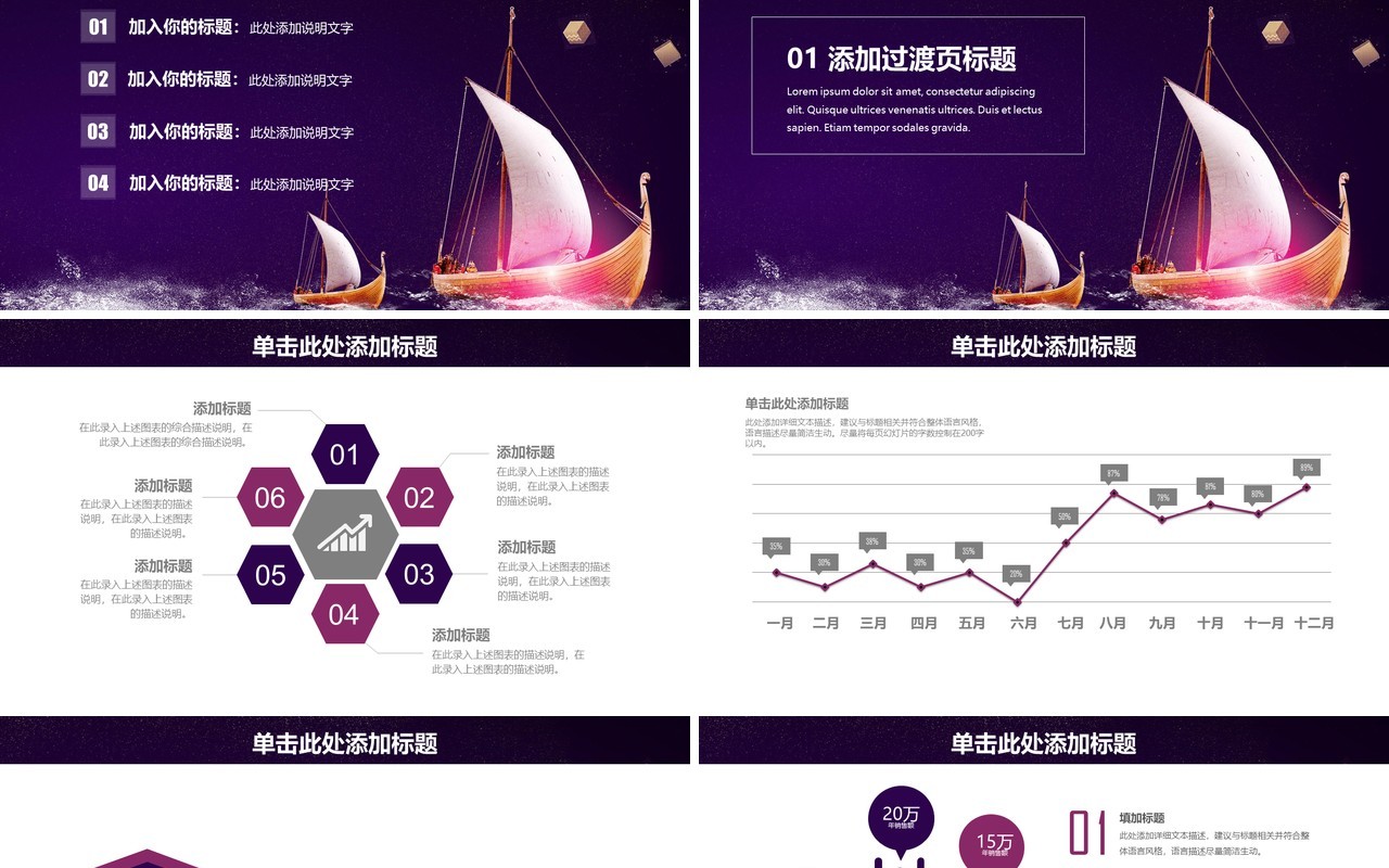 深色年终总结报告PPT模板