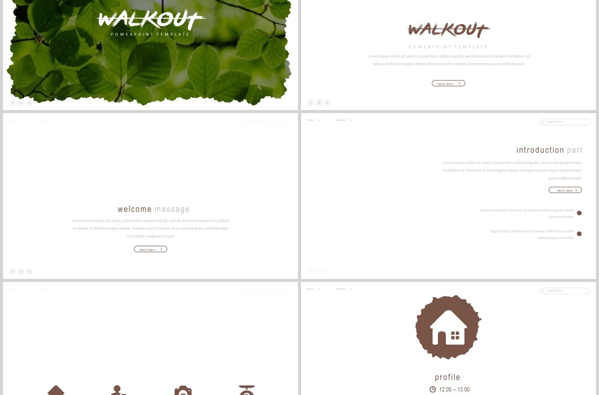 户外旅游介绍PPT模板图文排版设计模板Walkout - Powerpoint Template