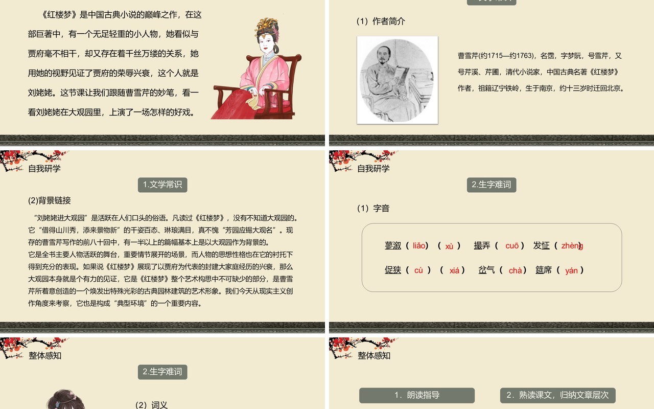 部编版九年级语文上册刘姥姥进大观园课件PPT模板