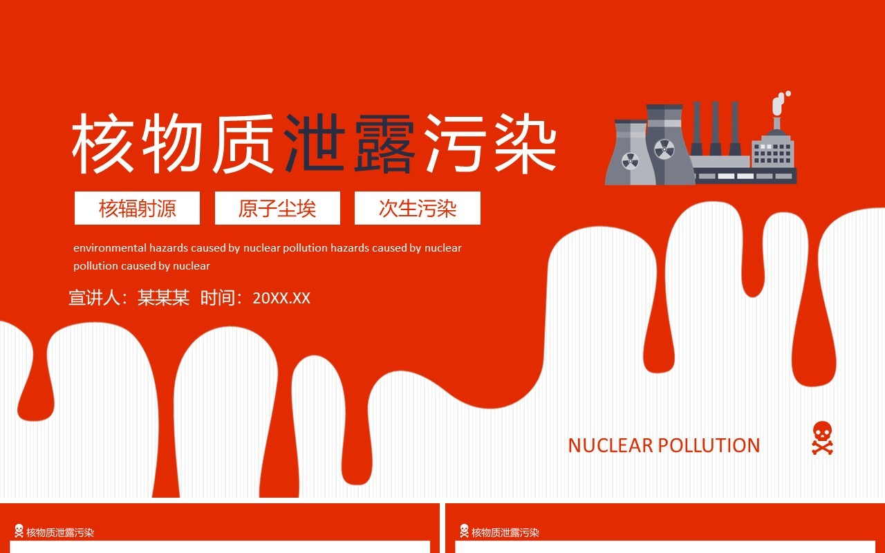 核物质泄露污染核辐射原子尘埃次生污染动态PPT模板