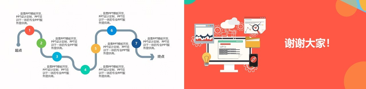 创意扁平化互联网电子软件APP宣传报告PPT模板