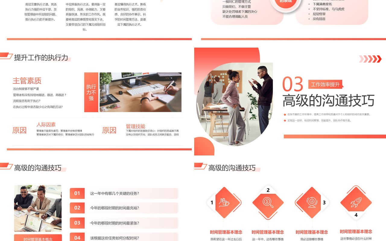橙色商务风工作效率与能力提升课程PPT模板
