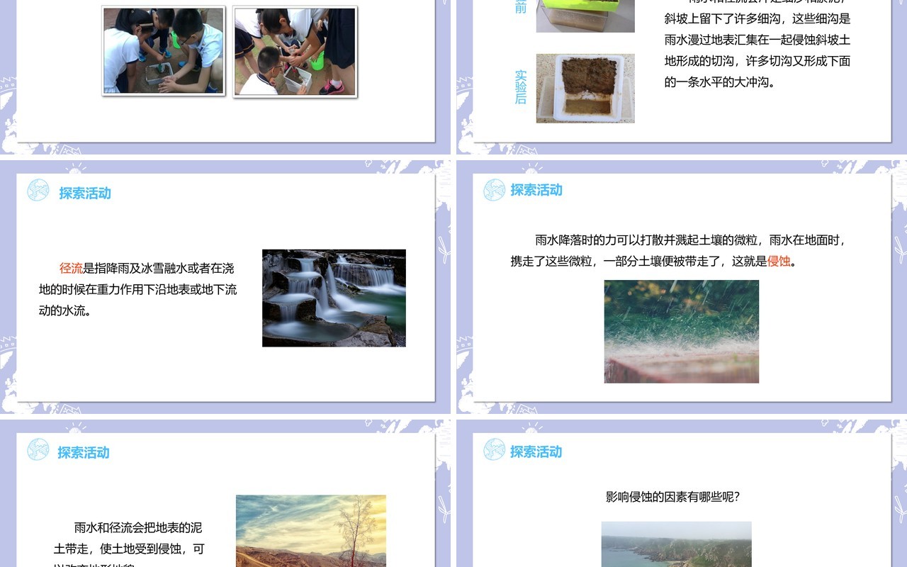 教科版五年级科学上册雨水对土地的侵蚀PPT模板