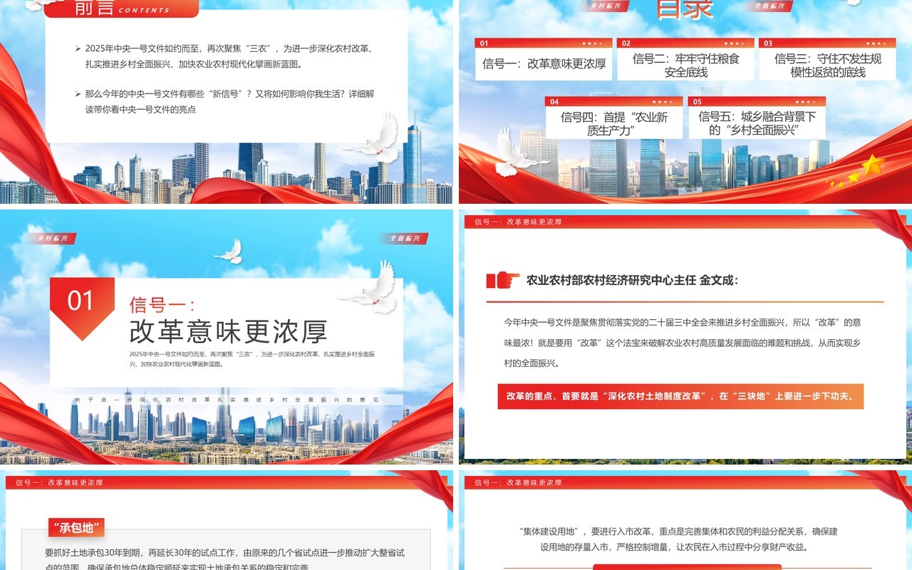 蓝色简约风中央一号文件释放了哪些信号PPT模板